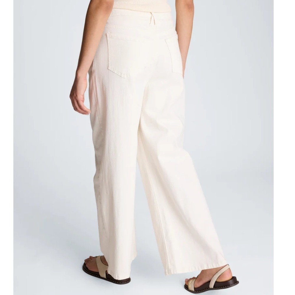 Kenneth‎ Cole Women's High-Rise Cotton Wide Leg Cream Pants NWT - Size 6